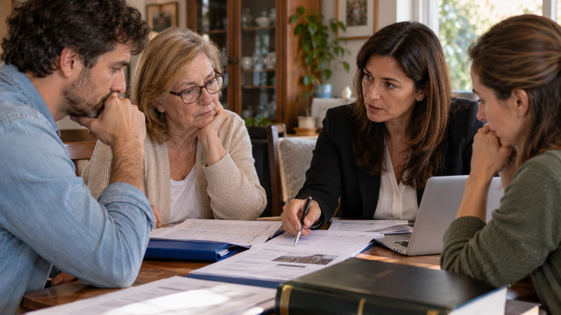 Documentos patrimoniales y antecedentes familiares relacionados con una sucesión.